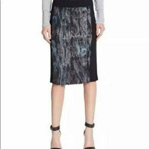 BCBG Maxazria Ines Y2K Soft Teal Black Pencil Skirt Large NWT